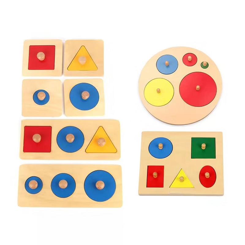 geometric figure panel children's montessori training aid shape matching wooden puzzle educational toys