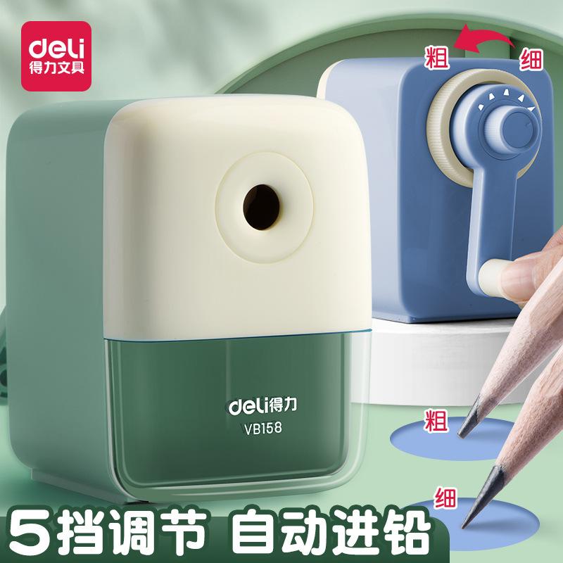 Deli Hand-Cranking Pencil Sharpener Only for Pupils Pencil Sharpener Penknife Automatic Lead Feeding Children Pencil Shapper Wholesale