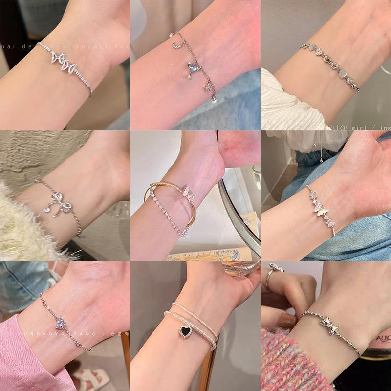 high-end light luxury crystal pearl couple bracelet female niche exquisite 2024 new fashion girlfriends bracelets