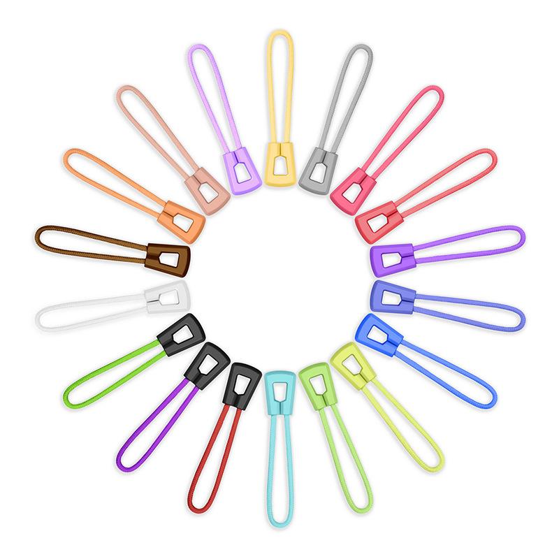 factory customized pull tab color pvc silicone zipper head injection plastic drop pull tail plastic zipper head rope tail rope drawstring