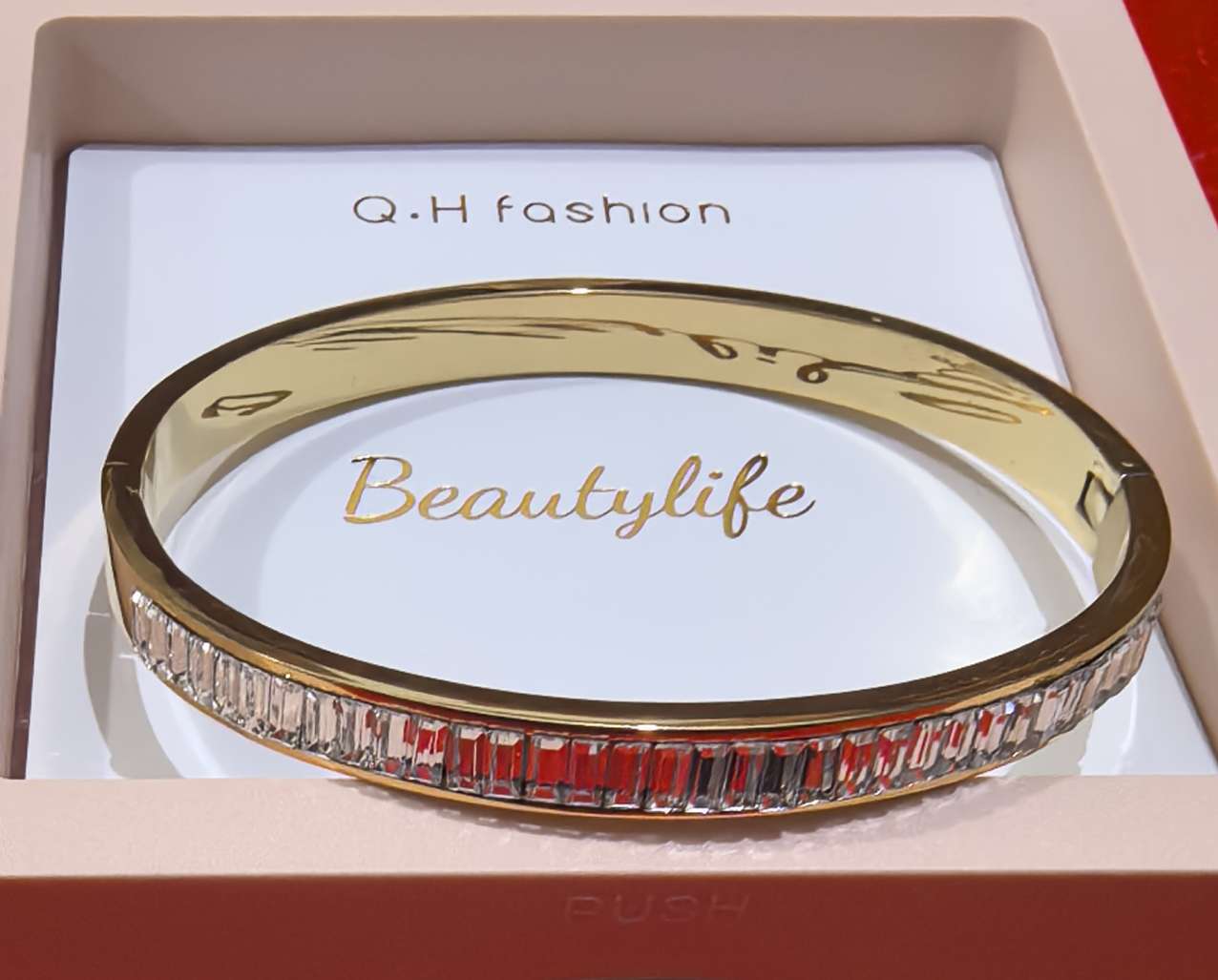 Titanium steel bracelet, zircon inlaid bracelet details Picture