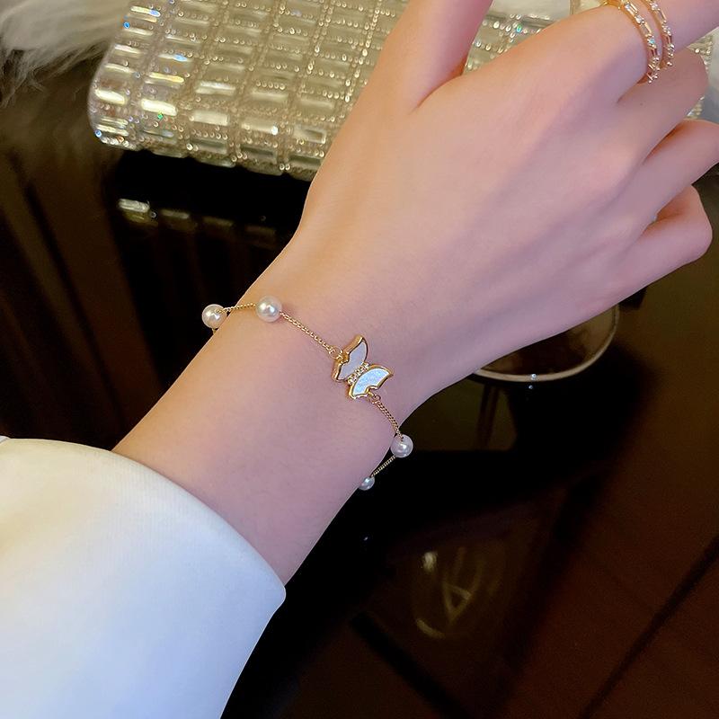 Butterfly Fritillary Bracelet Simple Temperament Pearl Bracelet Special Interest Light Luxury Hand Jewelry
