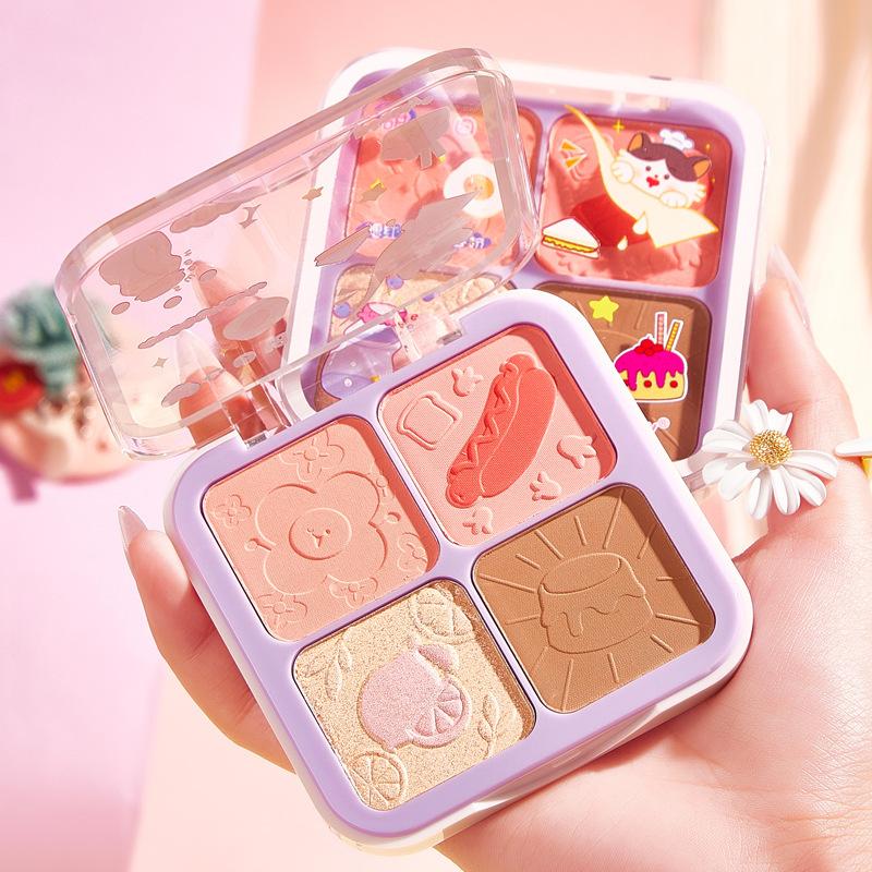 kissbeauty sweetheart diary blush highlight shading powder natural nude makeup waterproof sweat-proof cheap makeup kit