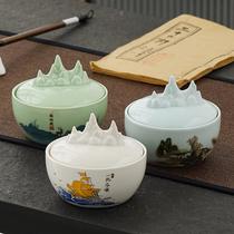 ceramic non-dry ink pool multi-functional hot pot ink cup table with lid ink bowl grinding plate calligraphy materials calligraphy supplies ink cartridge