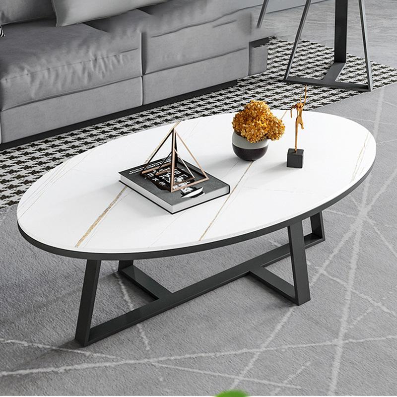 nordic rock plate coffee table hotel light luxury living room coffee table leisure round negotiation table office iron edge table