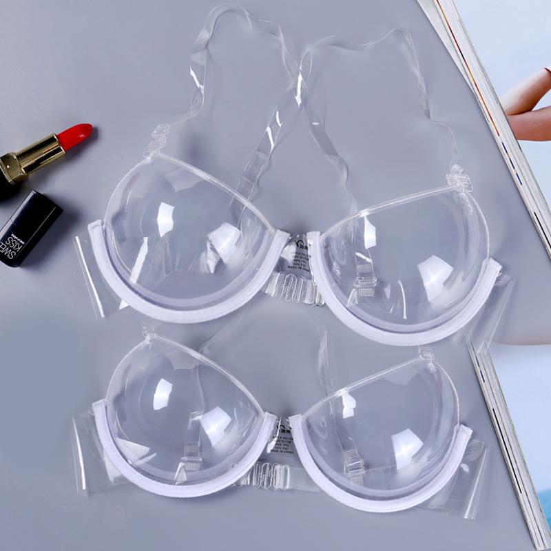 Cross-Border One-Piece Deep U Invisible Bra See-through Side Wing Push up Nipple Coverage Silicone Nipple Sticker Breathable Underwear Women