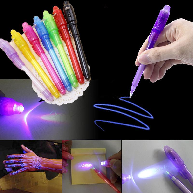 7 sets big head money detector light pen uv invisible ink light pen multifunctional magic luminous pen printing logo
