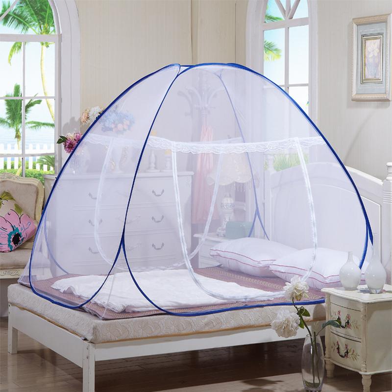 installation-free steel wire bottomless folding single and double door magic mosquito net mosquito net
