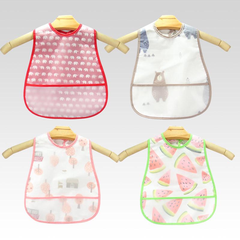 thin double layer children eva pinny cartoon printing baby feeding bib pinny children waterproof bib overclothes