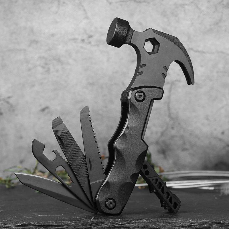 multifunctional nail hammer claw hammer combination knife saw bit tool outdoor camping portable hammer car full figure