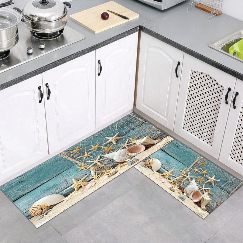 Seaside Starfish Beach Mat Cross-Border Flannel Decorative Carpet Kitchen Pad Living Room Home Soft Decor Door Mat