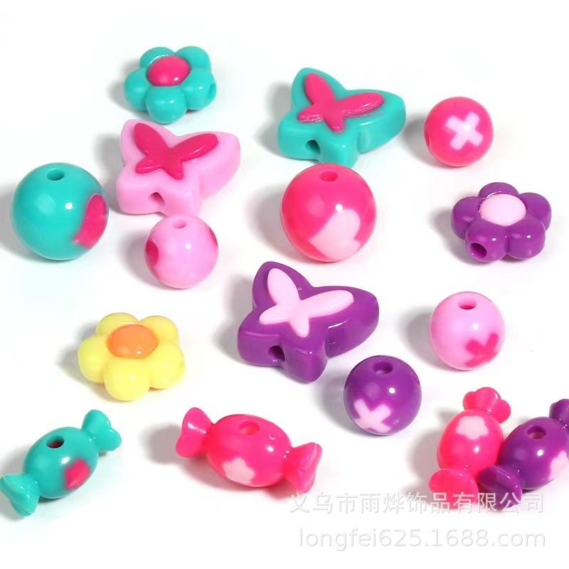 20 pcs acrylic cream candy color macaron two-tone pillars scattered beads diy bracelet necklace accessories lot