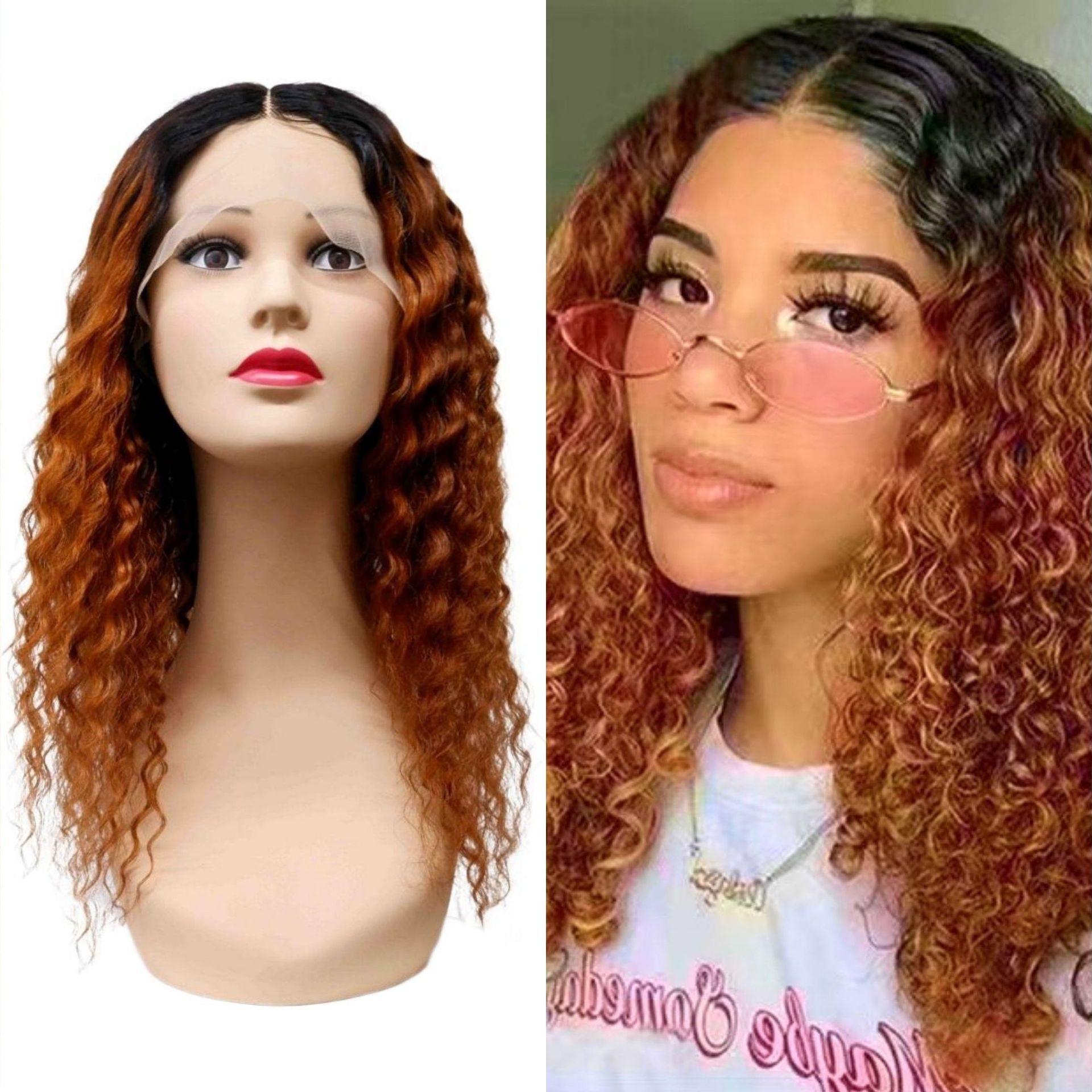 20 inches full human hair lace hand-woven long hair wig curly hair 99% real human hair