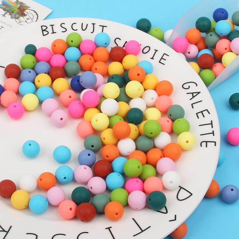 Silicone round Beads 15mm Candy Color Silicone Beads Baby Ornament Accessories Anti-Drop Chain Accessories Wholesale