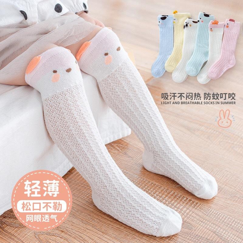 factory baby socks summer thin mesh baby anti-mosquito socks cartoon infant children knee high over-the-knee socks wholesale
