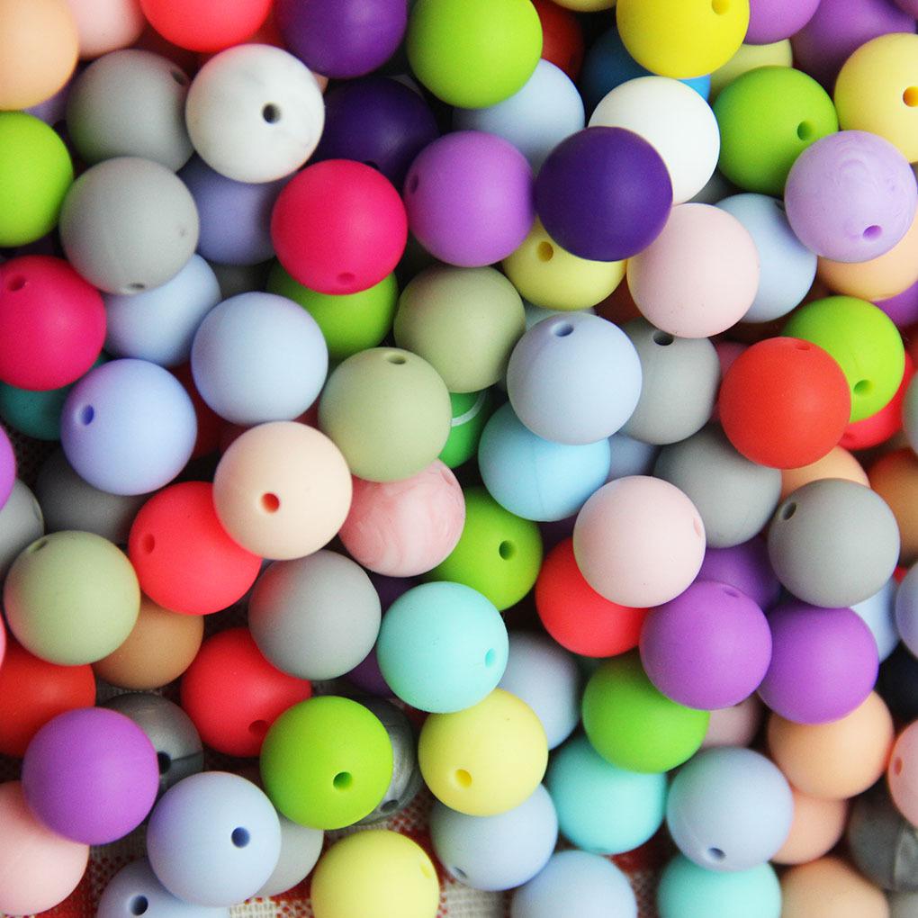 silicone beads 15mm candy color diy handmade accessories food grade baby teether ornament hot wholesale silicone beads