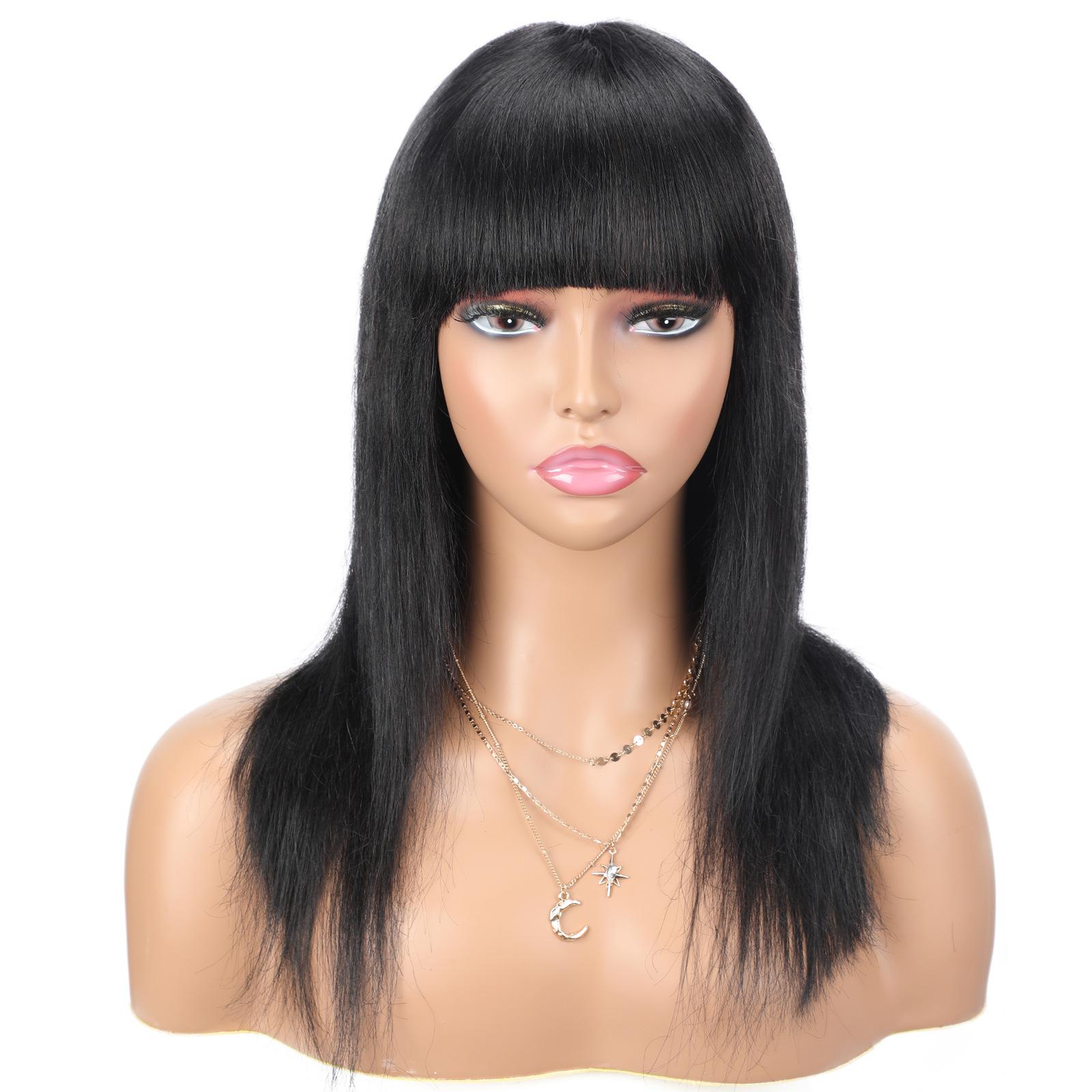 full-mechanism headgear human hair staright wigs human wigs foreign trade supply yw237