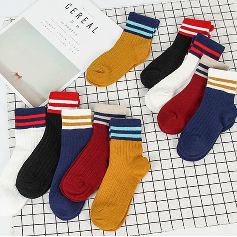 children's socks wholesale autumn and winter new children's socks vertical bar, medium-sized two-bar cotton socks baby's socks