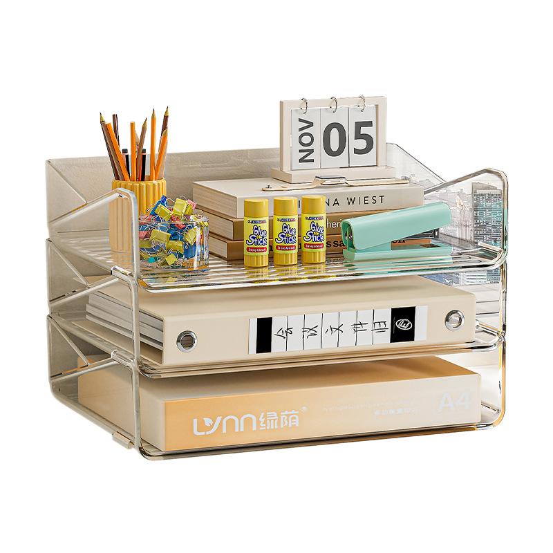 new desktop storage rack office desk document a4 paper finishing box stationery book cosmetics storage basket frame Item Picture