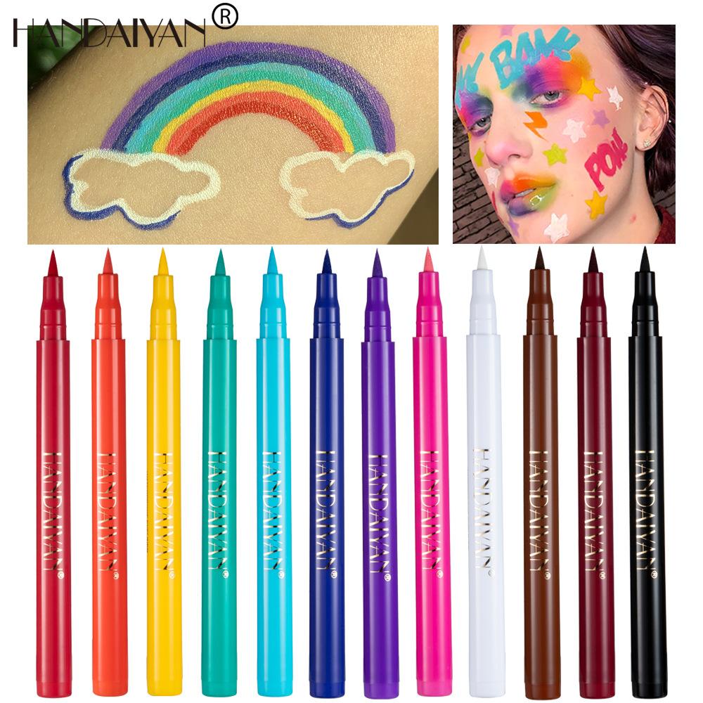 cross-border color eyeliner 12 pcs suit matte handaiyan long lasting non smudge eyeliner gel pen set details Picture