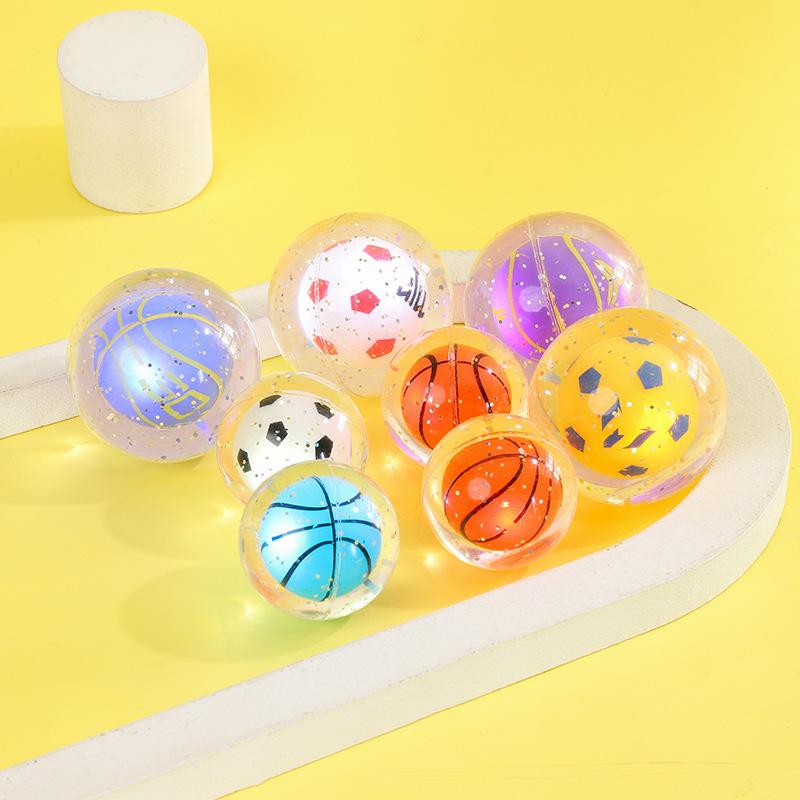 cartoon flash ball solid small basketball elastic ball high elasticity children's student toys small ball luminous bouncy ball Item Picture