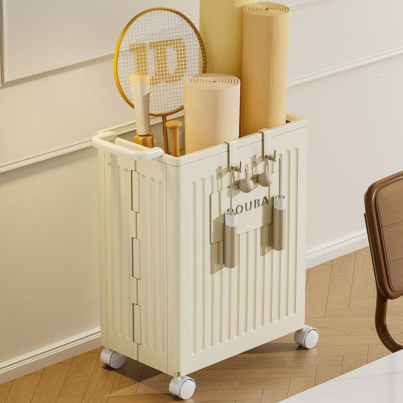 foldable storage box yoga mat fitness equipment badminton sports tableware storage with wheels Specification drawing