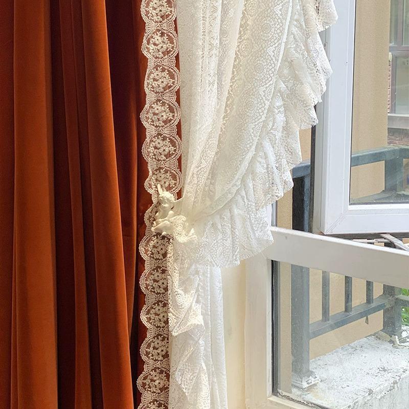 french style australian cashmere fairy broken lace living room bedroom bay window balcony lace rococo finished curtain