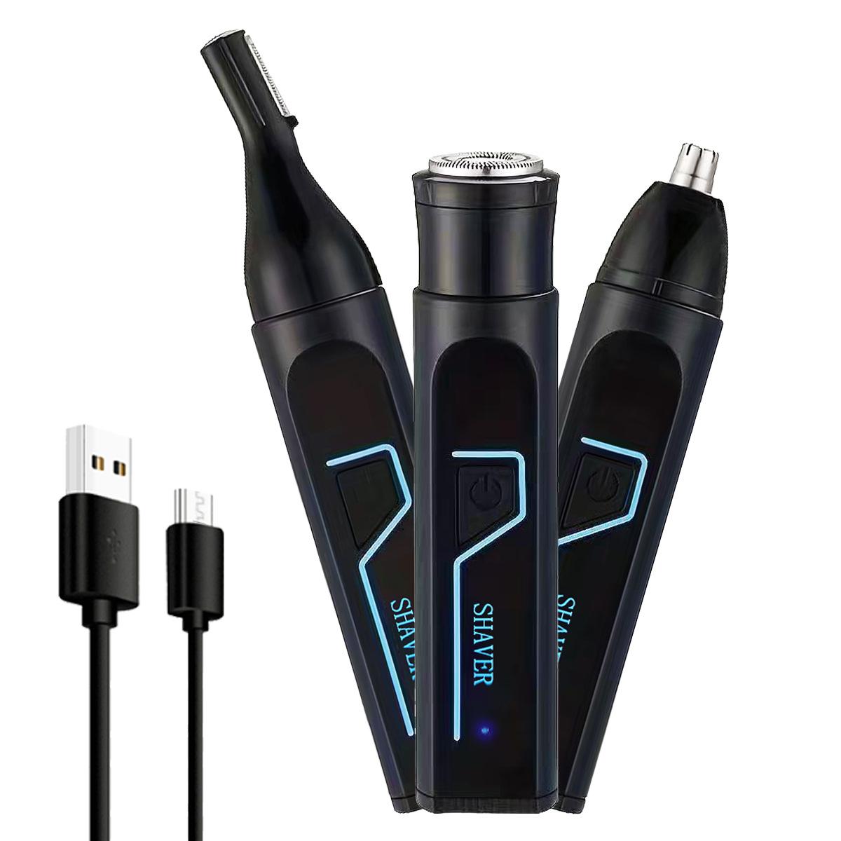 cross-border new three-in-one electric nose hair trimmer men's scratch nose hair trimmer men's multi-functional nose trimmer nose hair trimmer full figure