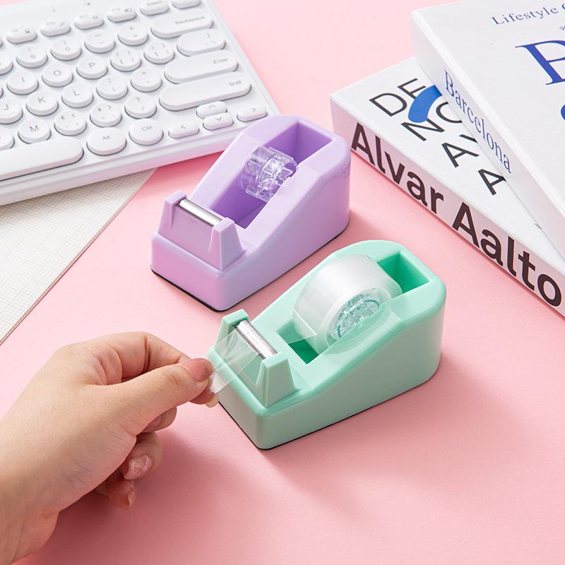 macaron color tape base small packer tape dispenser suit office portable labor-saving manual tape cutter Application Scenario