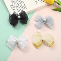 new mesh bow accessories versatile double layer candy color gold leaf yarn strip bowknot shoes bead caps flower accessories