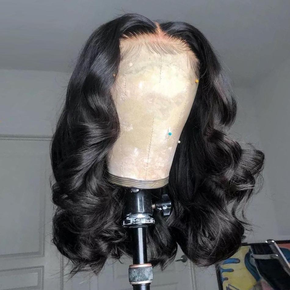 frontal lace front real hair wig one piece dropshipping human hair bobo body wigs