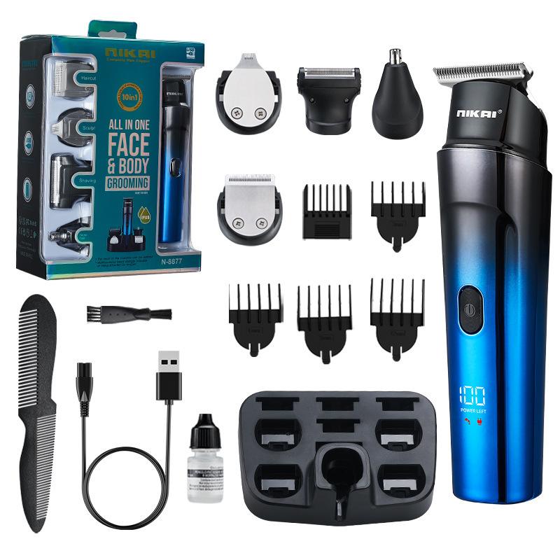 cross-border men's multi-functional 5-in-1 hair clipper shaver nose hair trimmer suit hair salon professional usb charging clippers Item Picture