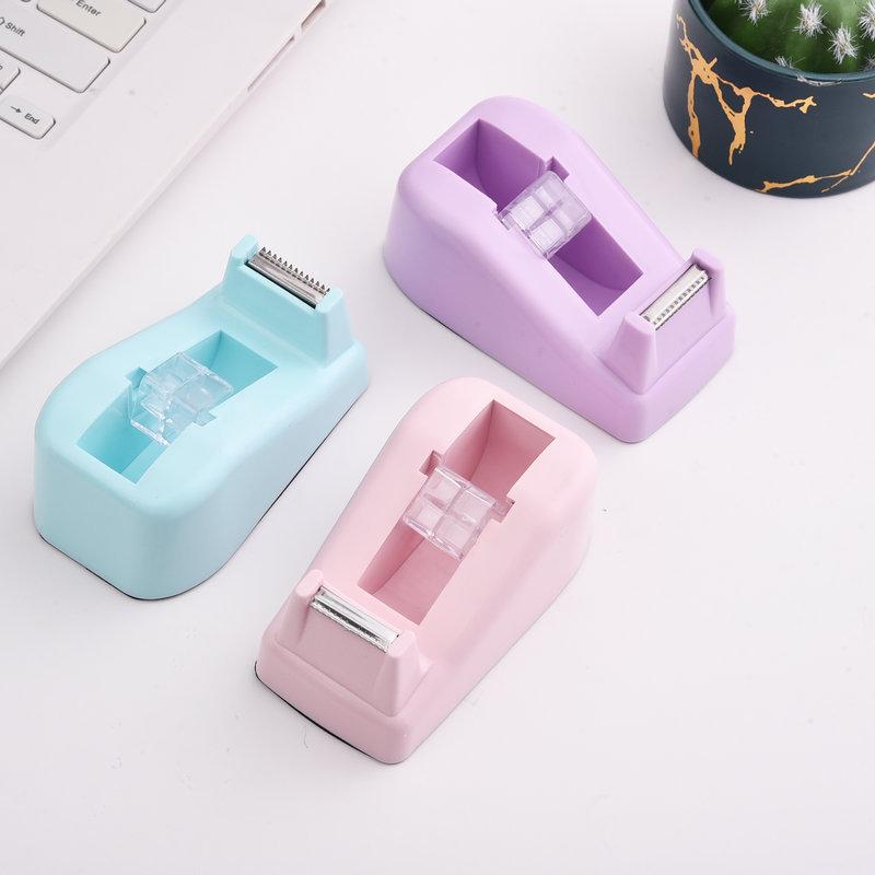 cute macaron tape base ins notebook creative desktop office tape cutter color transparent adhesive paper machine details Picture