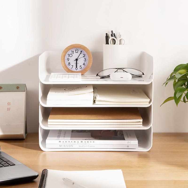 desktop storage box stationery sundries a4 paper voucher storage office desk file multi-layer storage rack details Picture