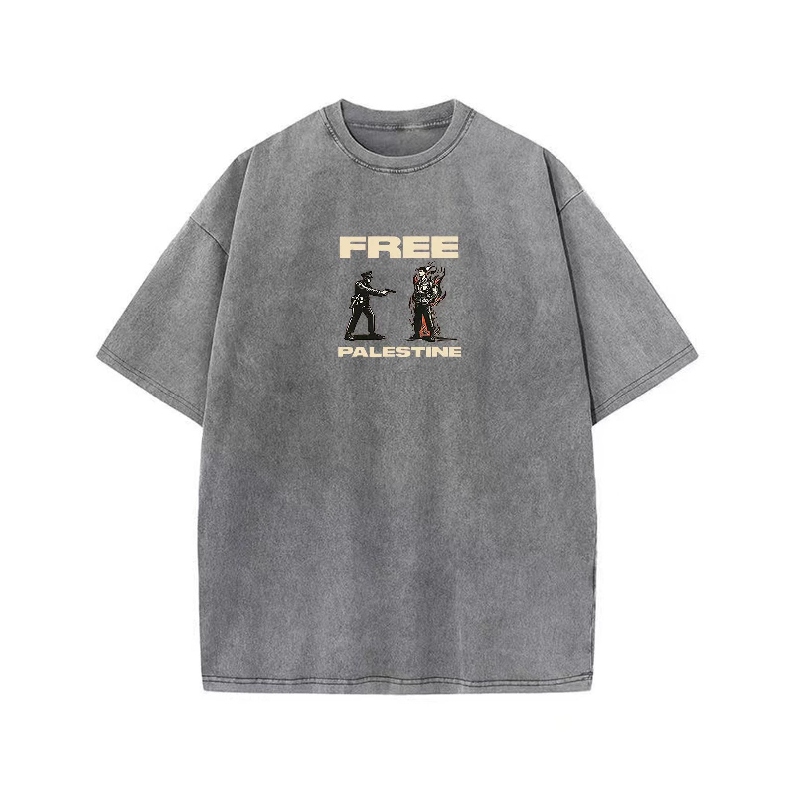 跨境水洗棉圆领衫T-Shirt男士短袖复古美式风格潮流启发详情1