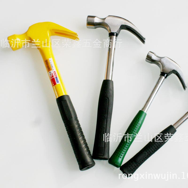 nail hammer factory white steel handle non-slip black plastic handle chrome plating 0.25 0.5 0.75kg yellow spray plastic claw hammer details Picture