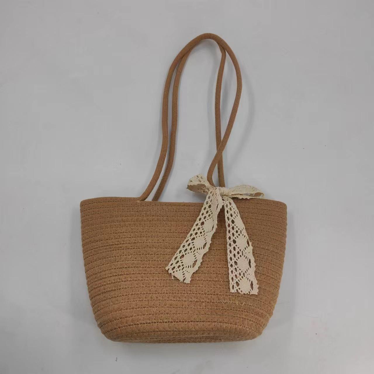 shoulder bag portable cotton rope wholesale factory hand bag wrist bag lady crossbody straw woven leisure