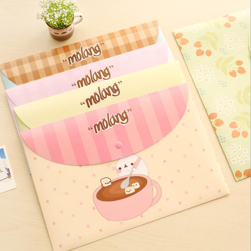 korean student cute a4 paper file bag fresh floral transparent folder snap-button information bag office supplies