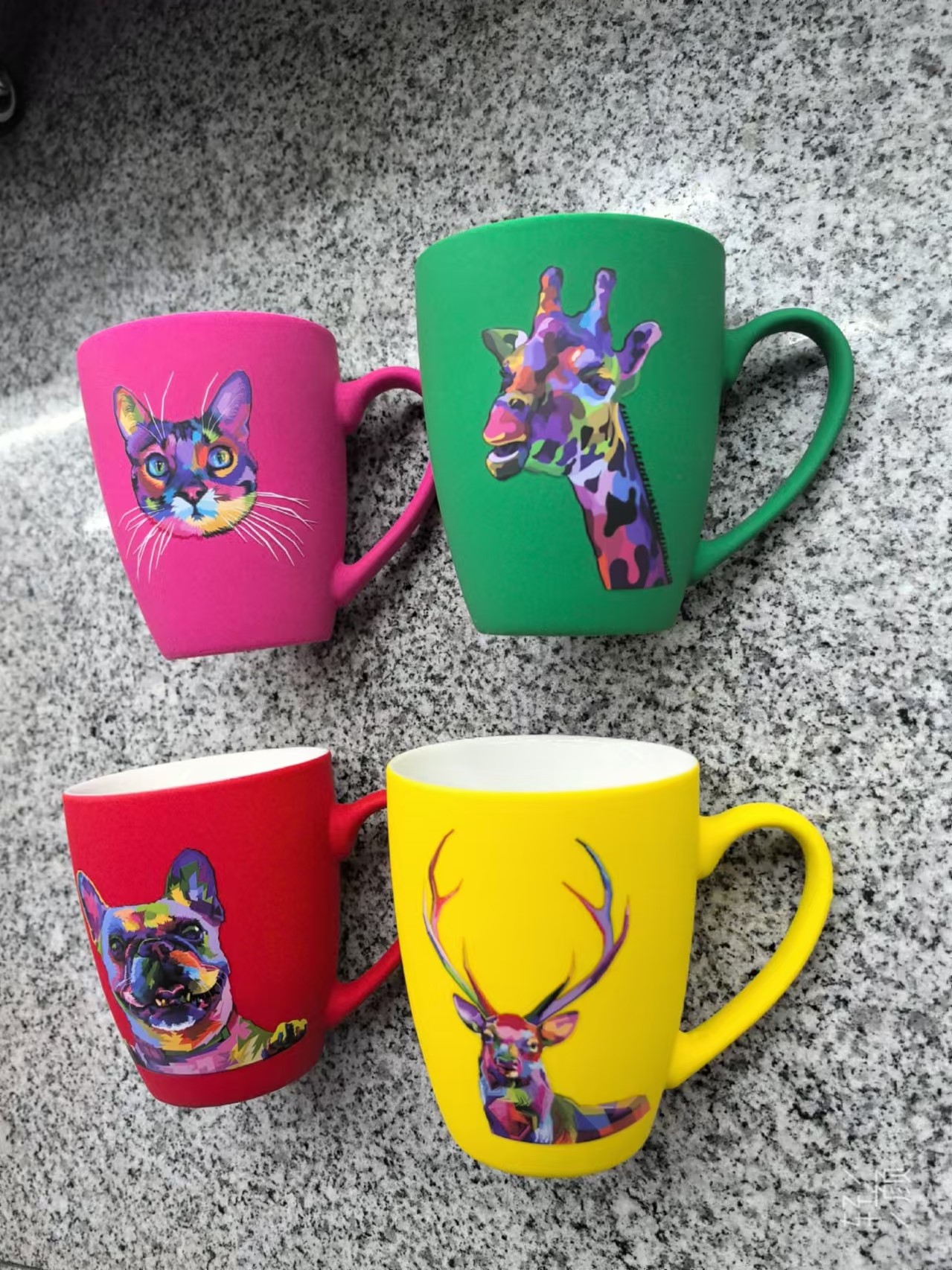 Cute frosted water cups, cross-border ceramic cups, mugs, cartoon cute animal series, foreign trade baked flower water cups, Wu Di brand factory direct sales, hot-selling AC-3724 details Picture