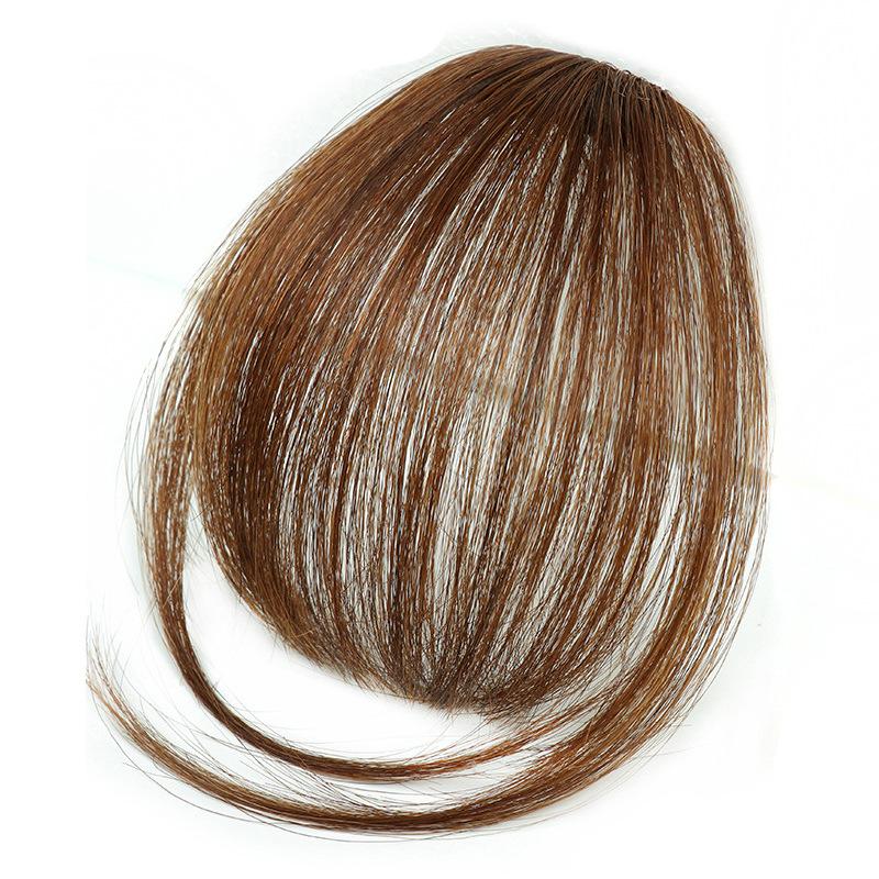 factory price in stock real human hair air bangs wig set thin hand ribbon double temples bangs wig set