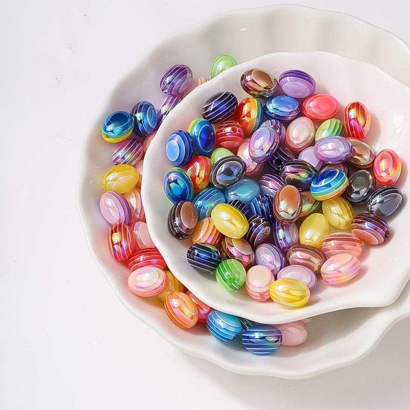manufacturers supply resin oval striped beads diy candy color jewelry accessories bracelet necklace small hole loose beads material