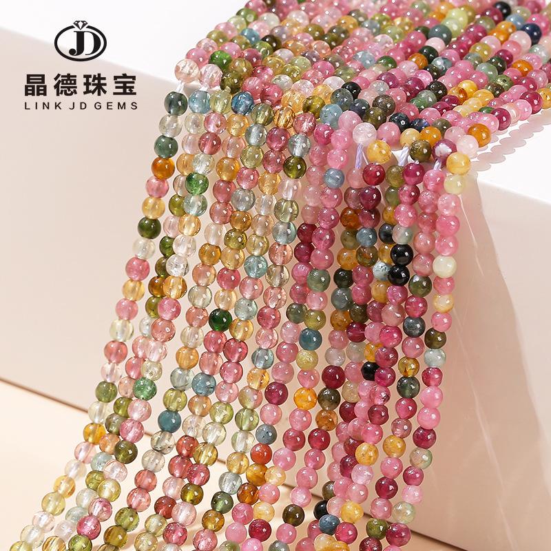 3mm natural crystal colorful tourmaline small bead scattered beads candy tourmaline round beads diy ring ornament accessories wholesale