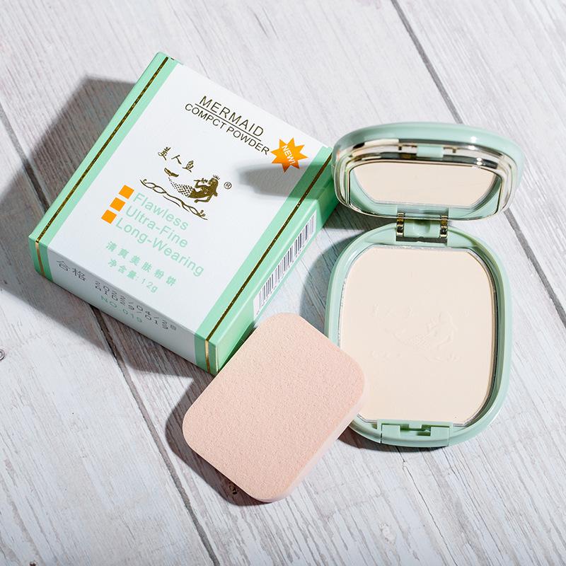 Mermaid Refreshing Powder Finishing Concealer Skin Grinding Wet and Dry Dual-Use Long-Lasting Invisible Pore Waterproof Smear-Proof Beauty Makeup Application Scenario