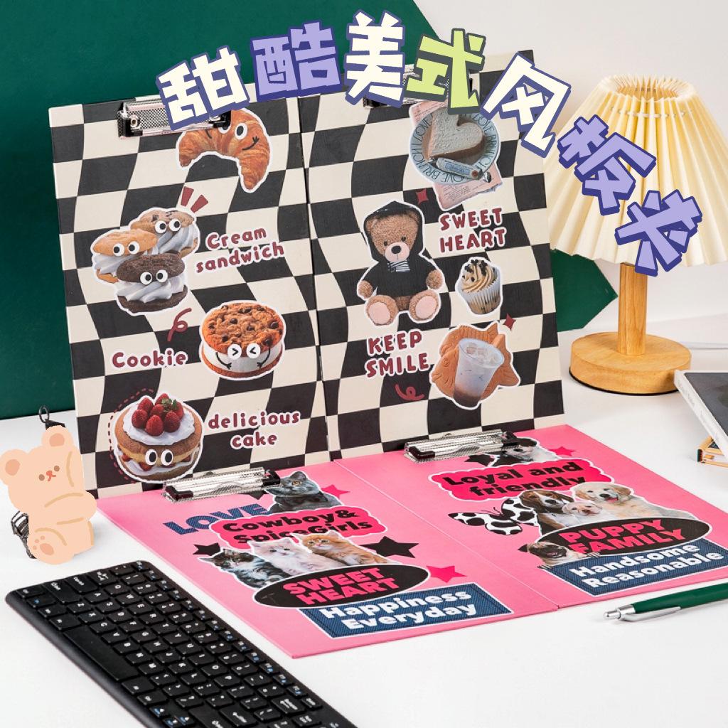 New Original American Style Plate Holder Retro A4 Paper Paper Paper Folder Thickened Cute Cartoon Writing Pad Cardboard full figure