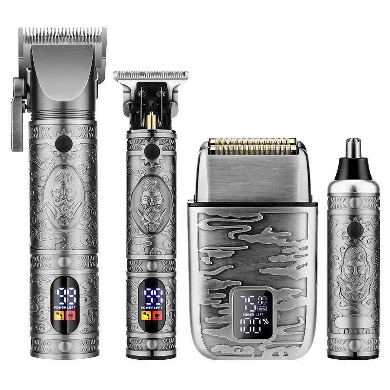 cross-border men's fitness 4 suit hair clipper retro oil head electric clipper reciprocating shaver nose hair trimmer Specification drawing