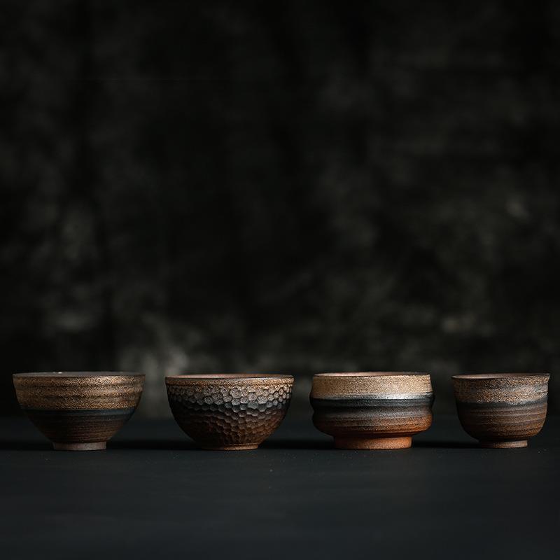 japanese style coarse pottery tea cup handmade retro ceramic cup tea bowl master cup single cup ceramic kung fu tea cup