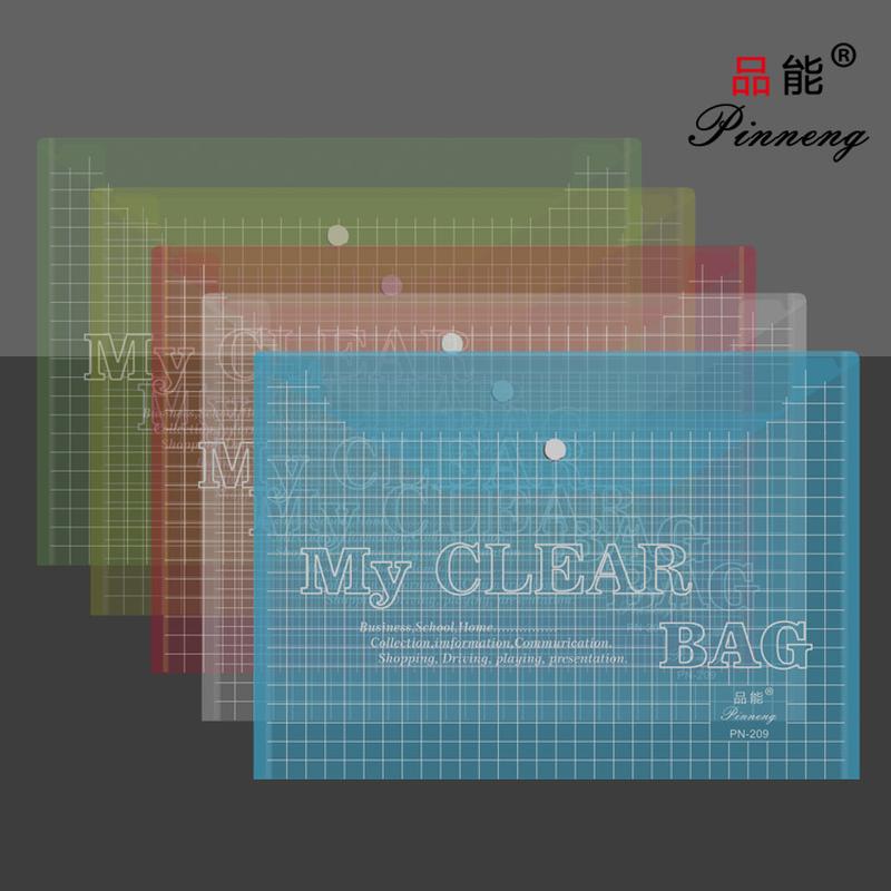 custom logo snap file bag button transparent file bag a4 paper information bag waterproof material folder