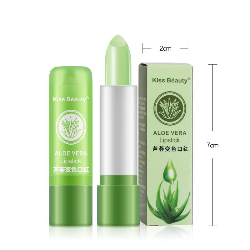 Kiss Beauty Cross-Border Aloe Lipstick Color Changing Lip Balm Moisturizing and Nourishing Waterproof Anti-Chapping Temperature Changing Lipstick Item Picture