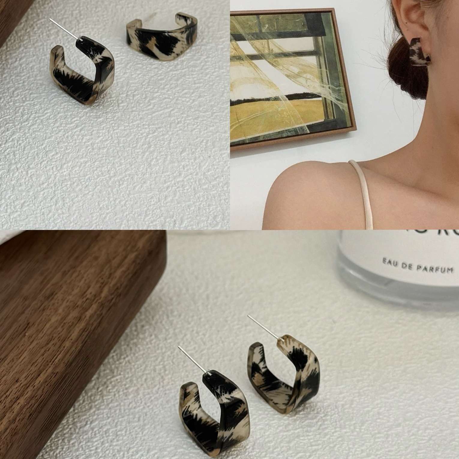 Aikewei Earrings specializes in creative leopard print board accessories, unique design earrings, exquisite small ear studs, and fashionable and personalized ear decorations detail image 2