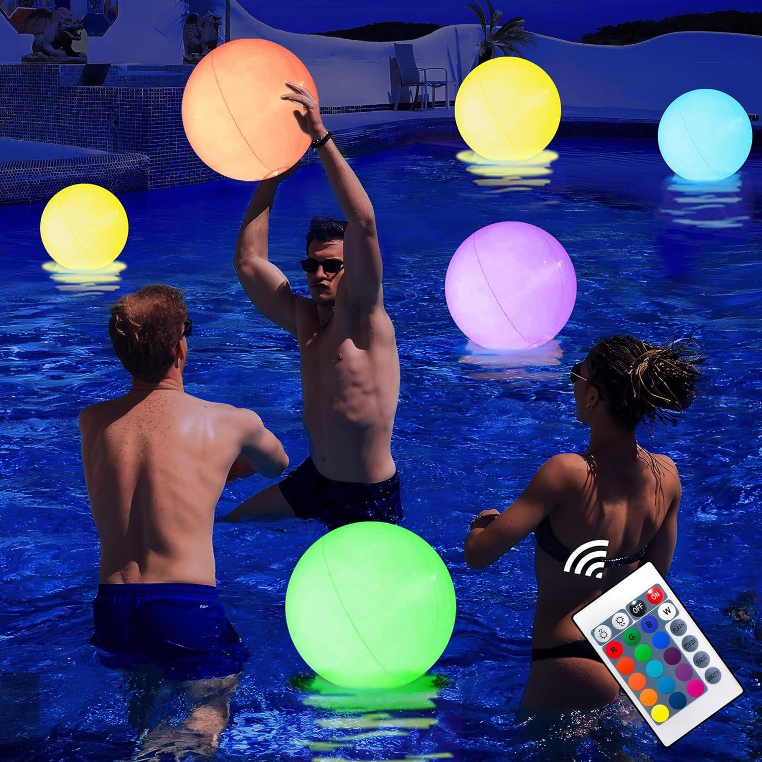 in stock pvc inflatable luminous ball led remote control flash ball outdoor party 16 kinds of color changing luminous ball children's toys